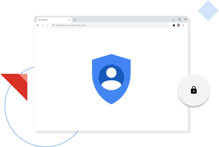 Chrome tarayıcı penceresinde Google gizlilik simgesi gösteriliyor.