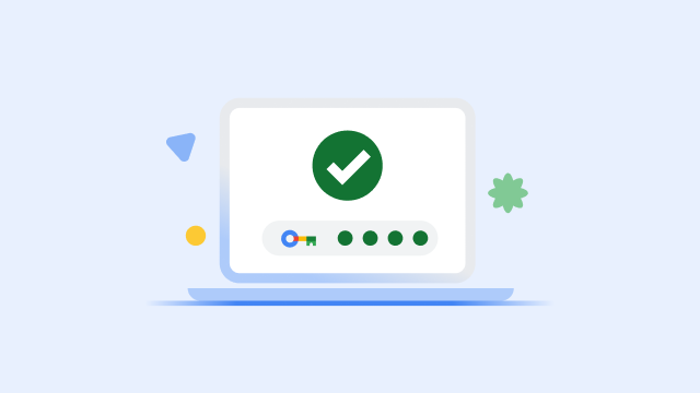 Dizüstü bilgisayar ekranında büyük bir yeşil onay işareti ve tamamlanmış güvenlik anahtarı ilerleme çubuğu gösteriliyor.